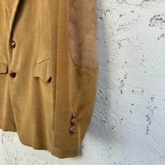 Vintage Farah Western Corduroy Sport Coat with Elbow Patches Camel Blazer, 42